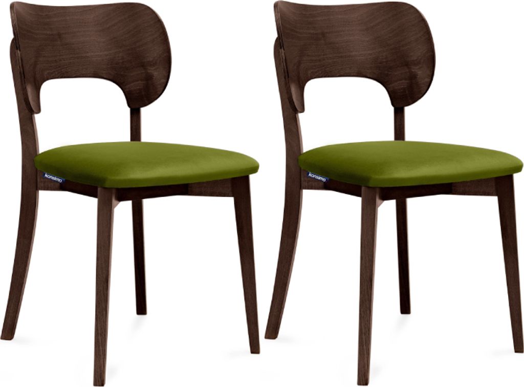 Konsimo Esszimmerstühle LYCO 2 St Gestell aus Massivholz, Dunkelgrün, Stoff/Holz, Scandinavian, 47x80,5x45 cm