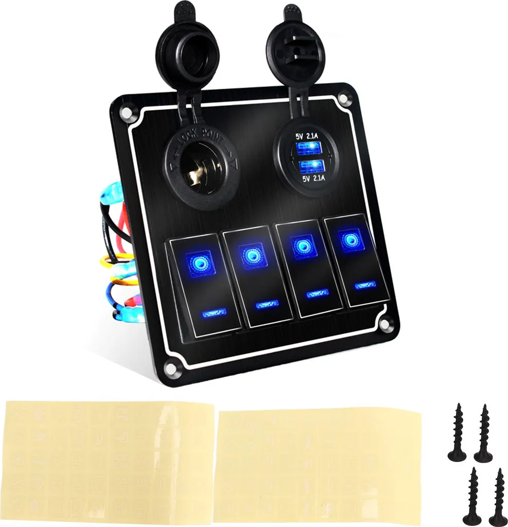 Interruttore A Bilanciere 12-24V Con Led Blu – Pulsante ON/OFF 5 Pin Per Barra LED E Luci Offroad - 4