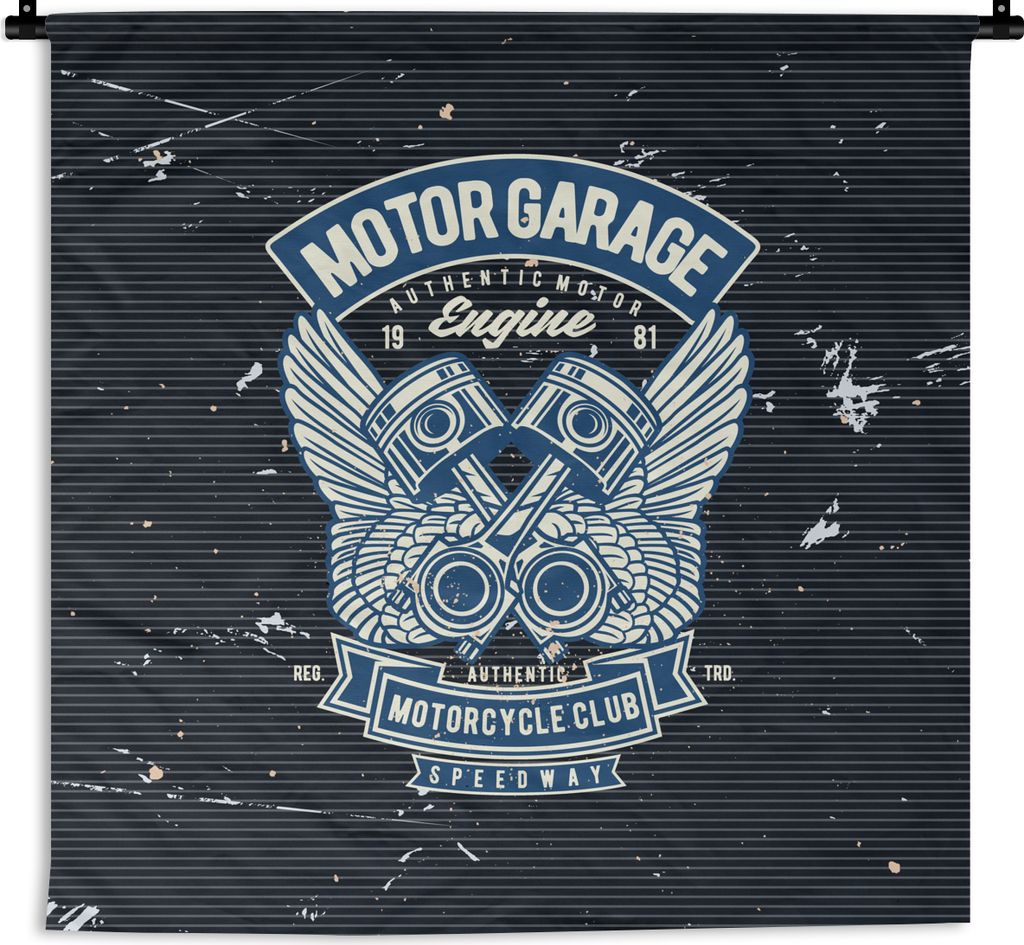 MuchoWow Wandteppich Wandbehang Mancave - Motorrad - Auto - Oldtimer 150x150 cm Tapisserie Dekoration Wandtuch - Wohnaccessoires - Modernes