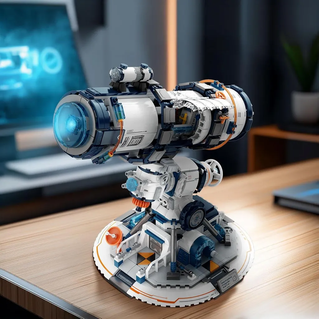 Télescope spatial rétractable en briques à emboîter avec LED