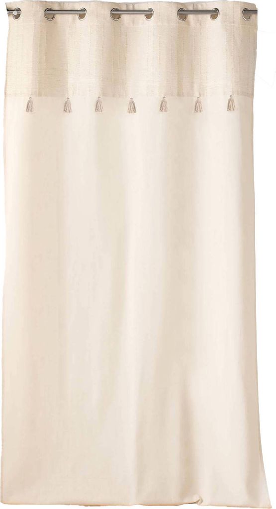 Ösenvorhang mit Metallic-Top und Pompons