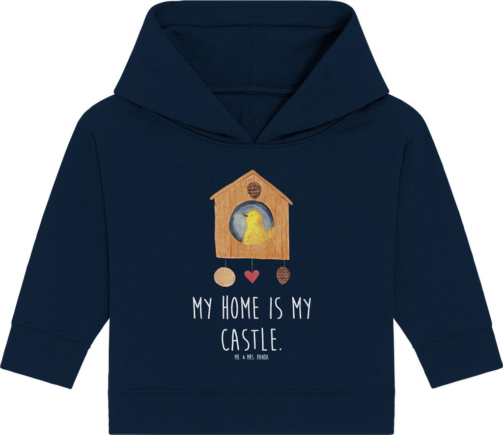 Mr. & Mrs. Panda Organic Baby Hoodie Vogel Haus 24. - 36. Monat - French Navy - Geschenk, Familie, Wohnung, Lustige Sprüche, Kapuzenshirt, Castle,...