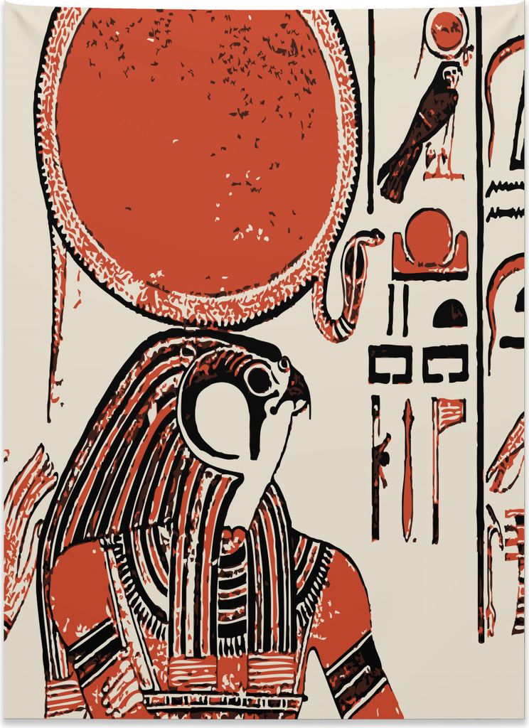 Abakuhaus ägyptisch Wandteppich, Altes Sprachsymbol aus Weiches Mikrofaser Stoff Kein Verblassen Klare Farben Waschbar, 110 x 150 cm, Creme Rot