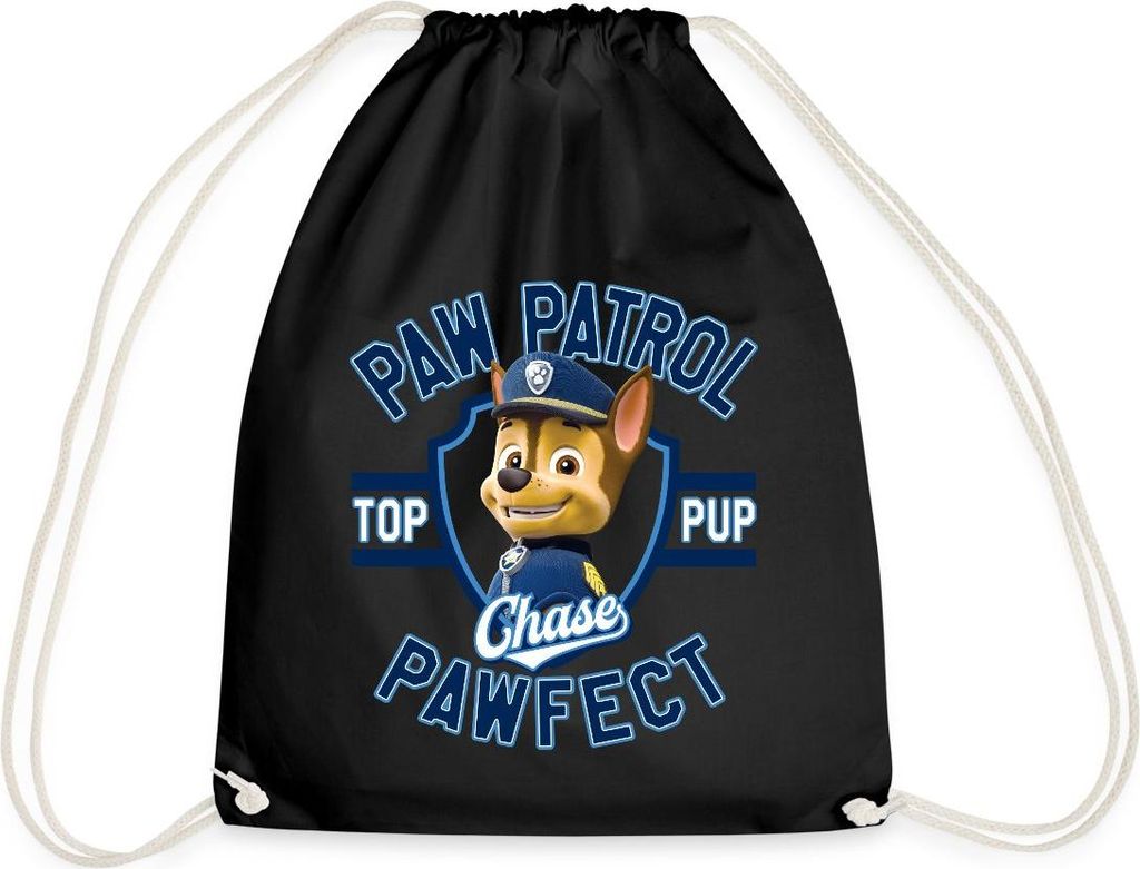 Spreadshirt Paw Patrol Chase Pawfect Turnbeutel, One size, Schwarz