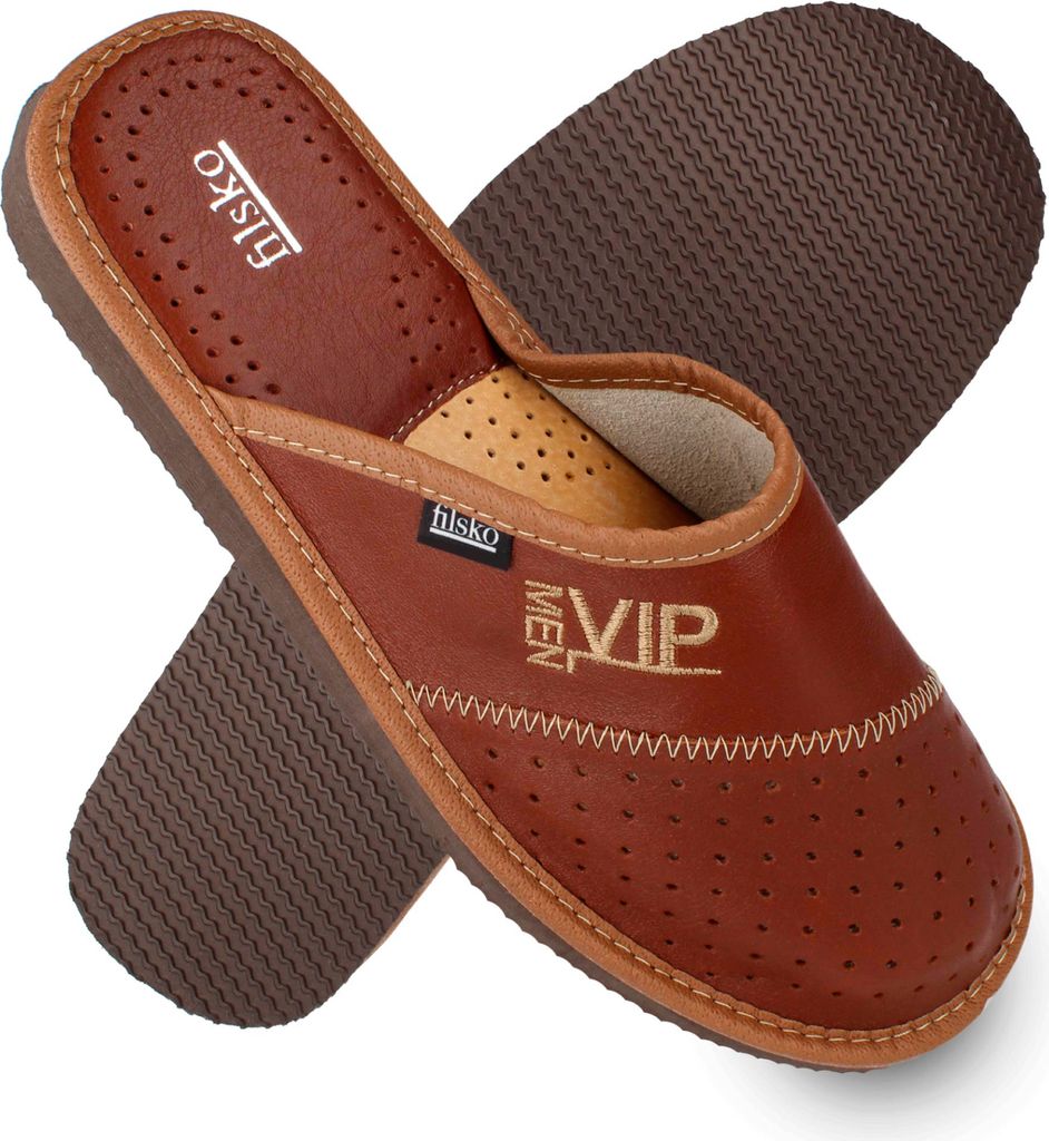 filsko Urk - Hausschuhe Herren Naturleder atmungsaktiv Schuhpolster flexibel