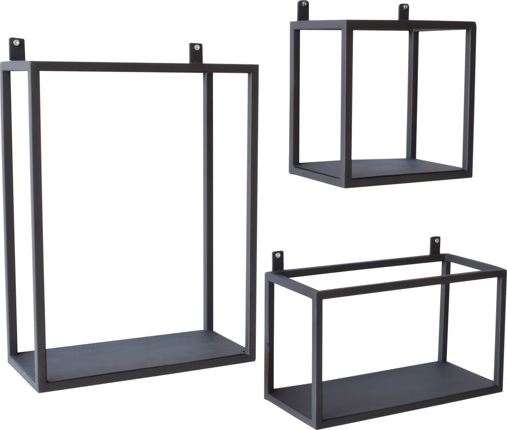 3er Set Wandboxen Vintage schwarz