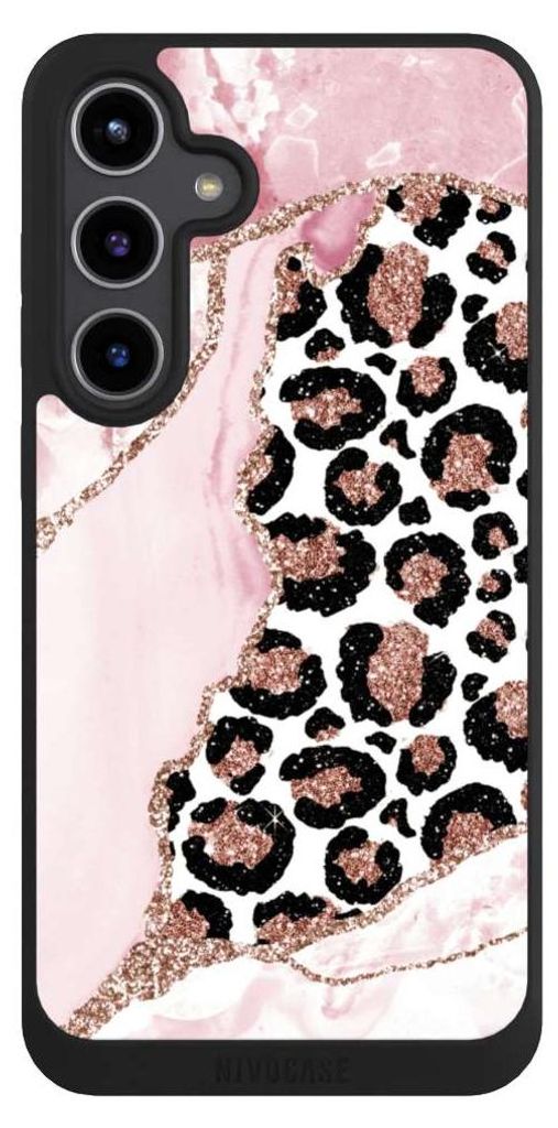 NIVOCASE Handyhülle für Samsung Galaxy S24+ Hülle NIVOpure Case Schwarz Glitzer Look Leopard Marmor