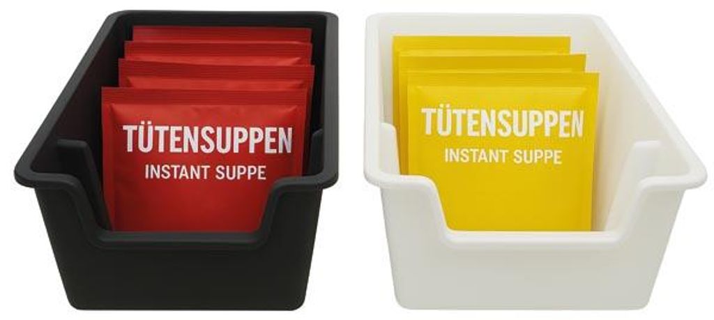Aufbewahrungsbox für Tütensuppen anthrazit + weiß Lieferumfang 2 Stück sortiert
