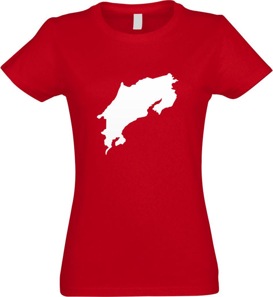 Kiwistar - T-Shirt tailliert - Damen - rot - Costa Rica Umriss Kontur - mit Motiv Bedruckt - Funshirt Design - Sport - Freizeit - Damen - L