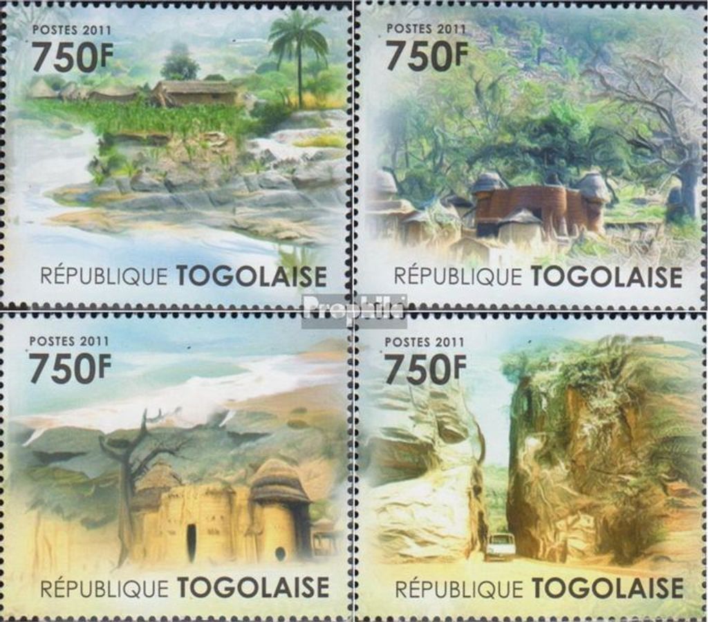 Briefmarken Togo 2011 Mi 4107-4110 (kompl.Ausg.) postfrisch Siedlungsformen und Landschaften
