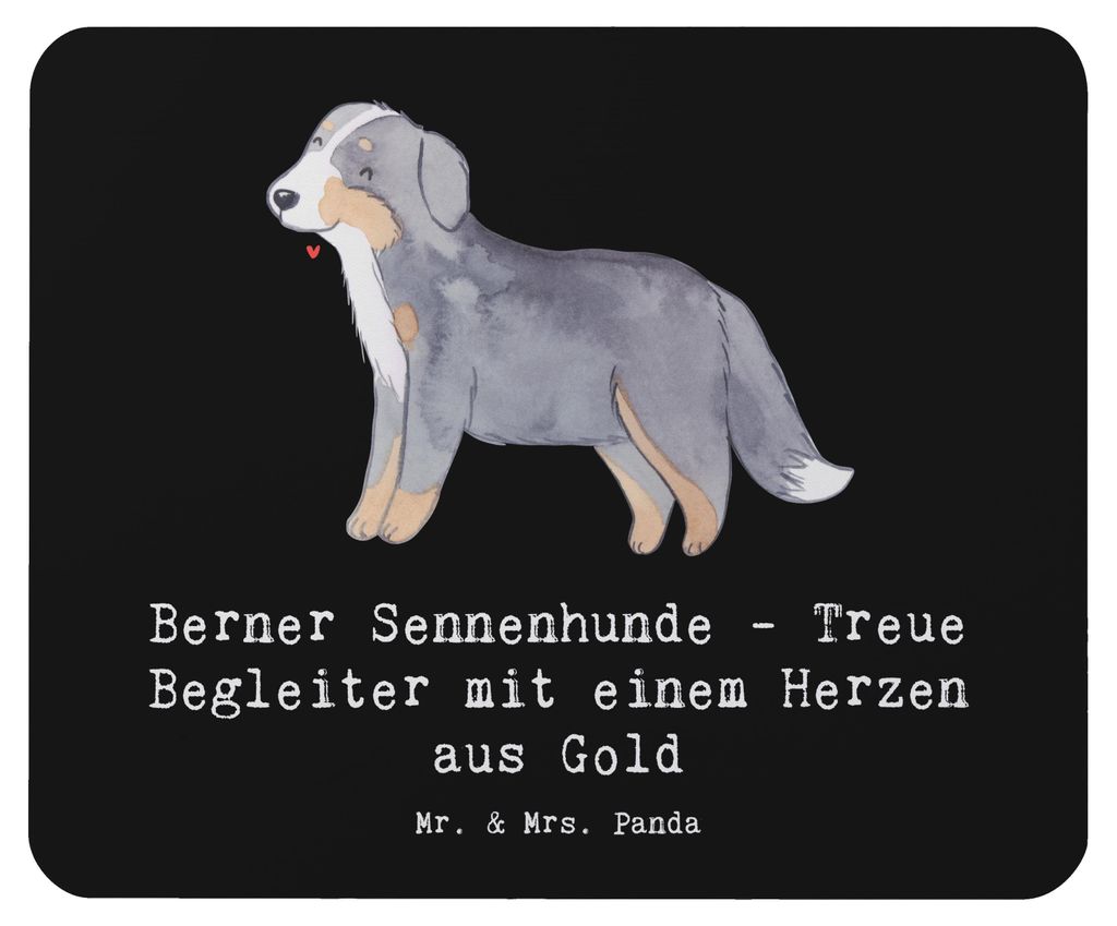 Mr. & Mrs. Panda Mauspad Berner Sennenhund Herz - Schwarz - Geschenk, mausteppich, Treue Begleiter, liebevoller Hund, Hunderassen, loyale Tiere, in...
