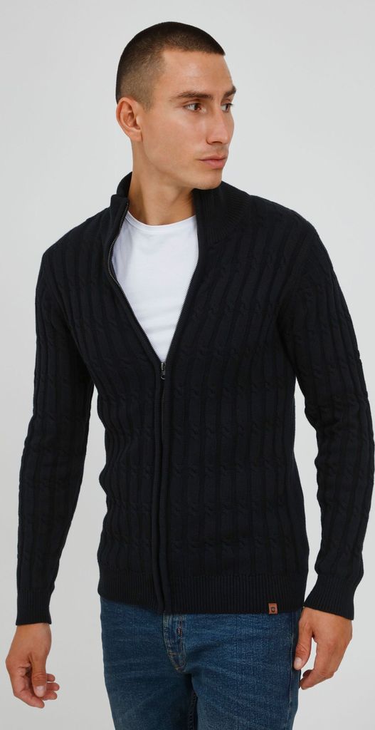 INDICODE IDPaulomo Herren Strickjacke Cardigan Grobstrick mit Stehkragen aus 100% Baumwolle