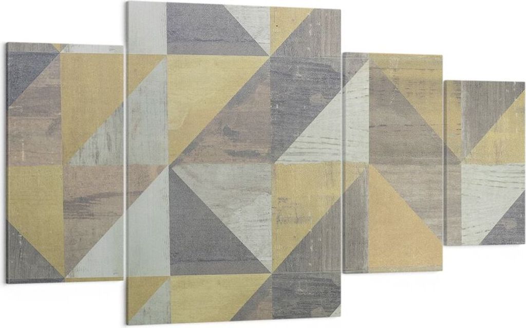 Bild auf Leinwand - Leinwandbild - 4 Teile - Abstraktion Geometrisch Dreiecke - 160x90cm - Wand Bild - Wanddeko - Wandbilder - Leinwanddruck - Bild...