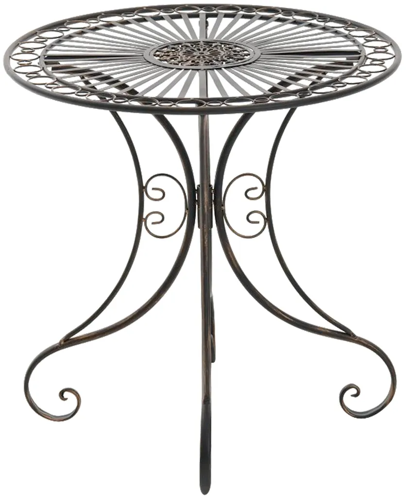 Table Ronde Hari Bronze en Fer Forgé Look Vintage et Finition Patinée