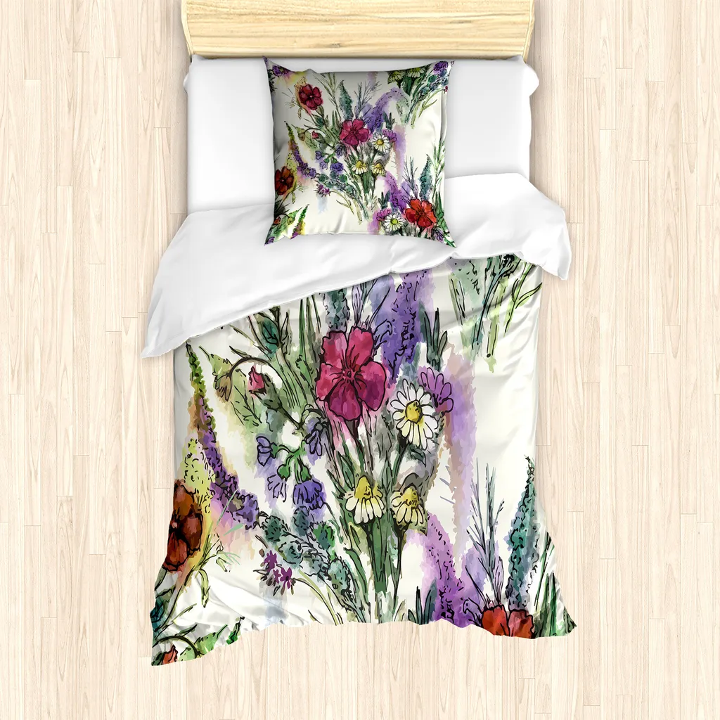 ABAKUHAUS Set Copripiumino Floreale 135x200 Crema Antiacaro Online