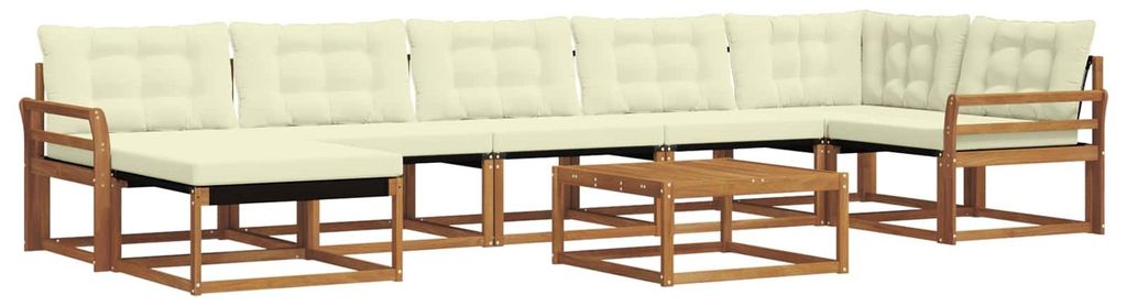 vidaXL Outdoor-Sofagarnitur 22 pcs Natur und Creme Massivholz Akazie