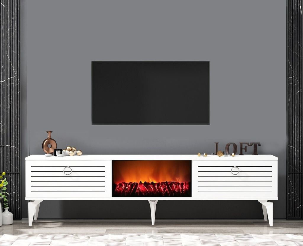 Skye Decor, Arona Fireplace - White, TV-Schränke, Weiß, 150 Produktbild 