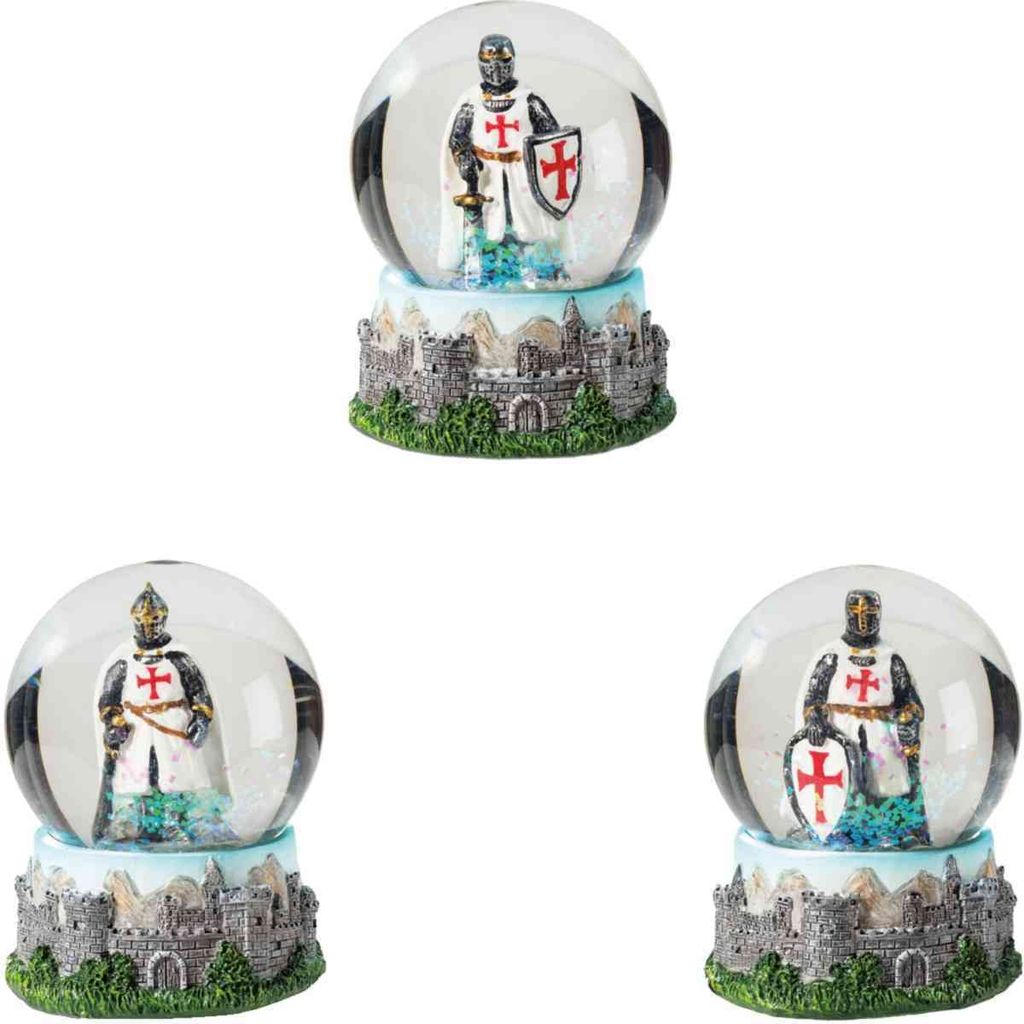 3er Set stehende Templer Kreuzritter Schneekugel mit Produktbild 