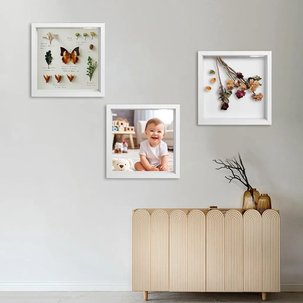 Cadre 3D Profond 20x20 cm Vitrine pour Médailles et Souvenirs en Lot de 2