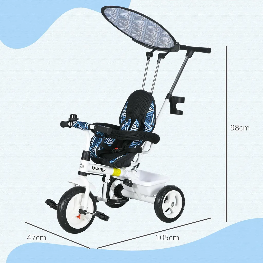 Tricycle enfant pliable avec toit solaire et structure métal robuste - 3