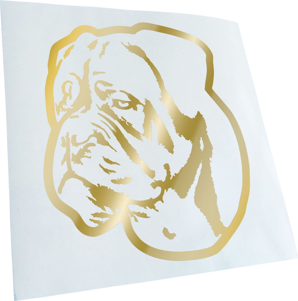 Kiwistar - Autoaufkleber - dogue de bordeaux Hund - Goldchrom - 50x42cm - Aufkleber für Auto, Laptop, Fahrrad, LKW, Motorrad mehrfarbig JDM Decal ...