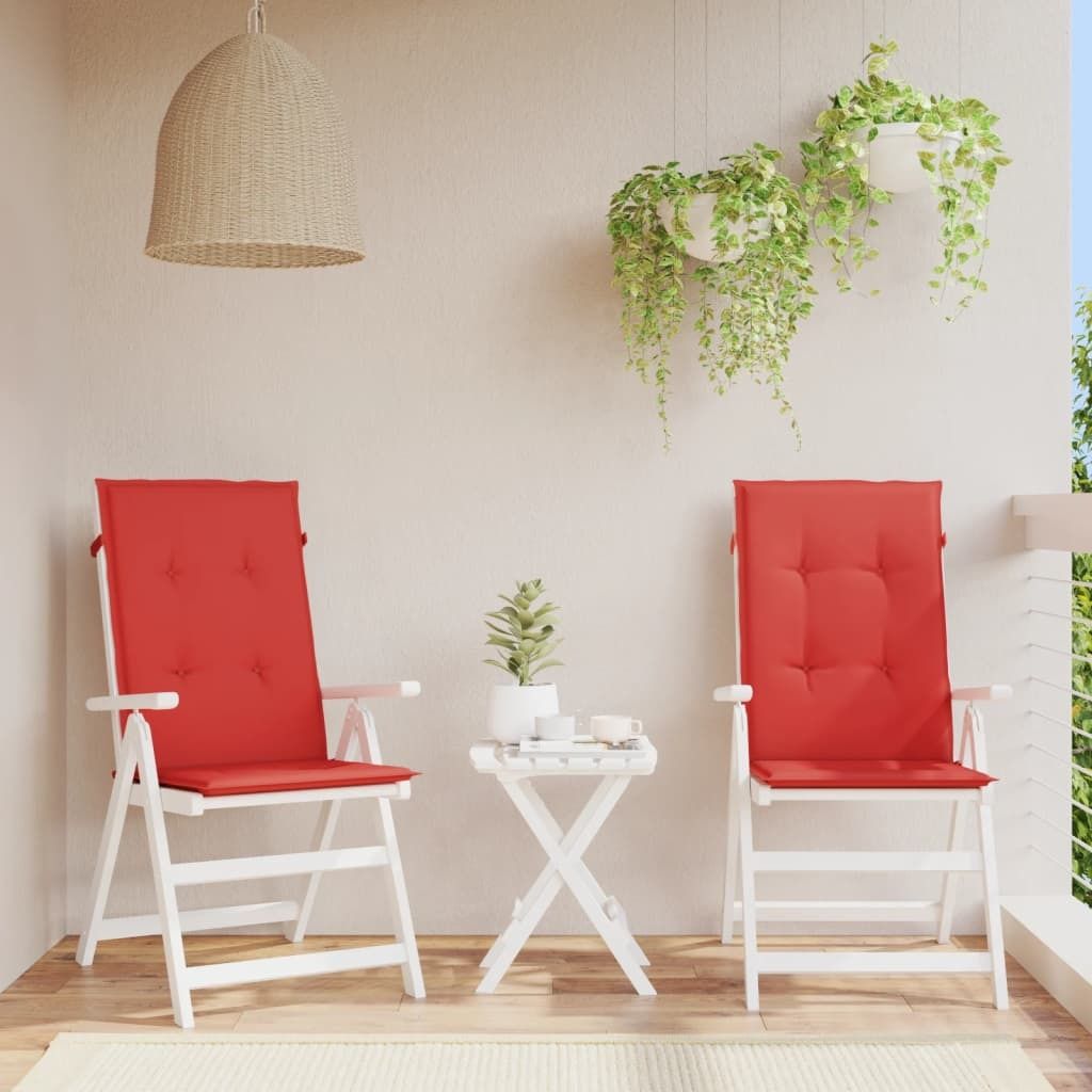 The Living Store Gartenstuhlauflagen für Hochlehner 2 Stk. Rot 120x50x3 cm Stoff