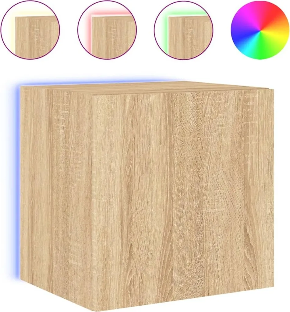 SYFAX Mobili TV Sospesi con LED Rovere Sonoma - Set 2 Pezzi Design Moderno - 5