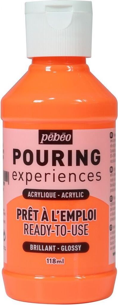 Glänzende Acrylfarbe für Pouring - Neonorange - 118 ml Produktbild 