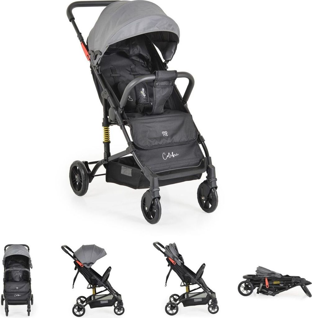 Moni Kinderwagen Buggy Colibri, faltbar, verstellbar, 5-Punkt-Gurt, ab 6 Monaten grau