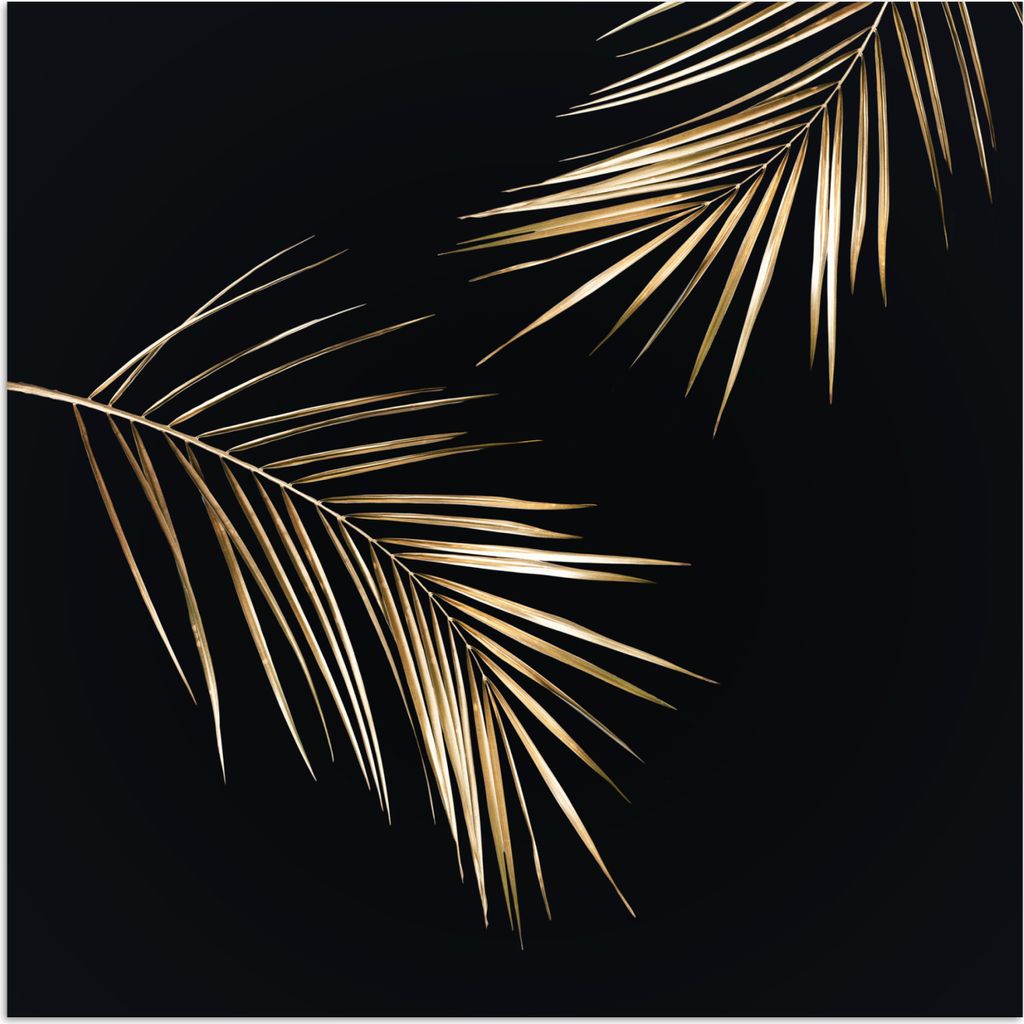 MuchoWow Poster Blätter - Pflanzen - Gold - Schwarz - Luxus 100x100 cm - Babyzimmer