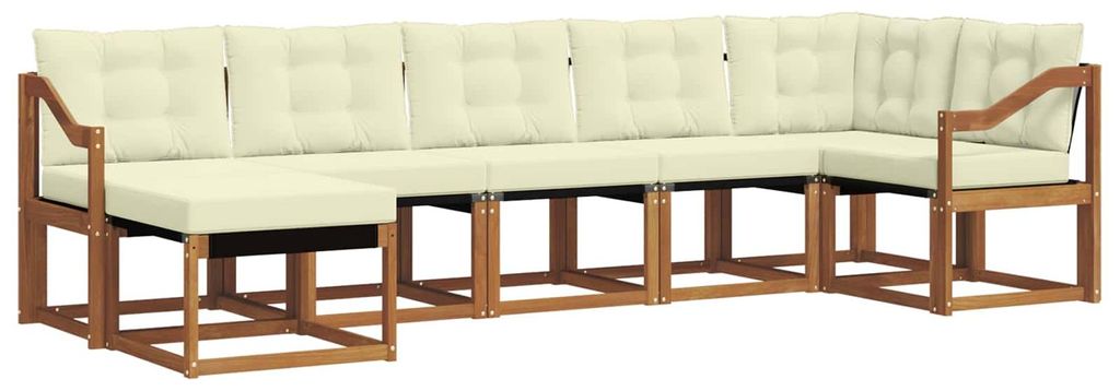 vidaXL Outdoor-Sofagarnitur mit Kissen 7 pcs Natur und Creme