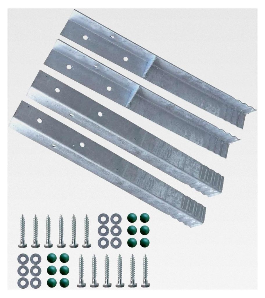 Winkelanker für Spielturm und Schaukel, feuerverzinkt, 500x45x45 mm, Erdanker, Grundanker zum Einbetonieren, 4 Stück (Set)