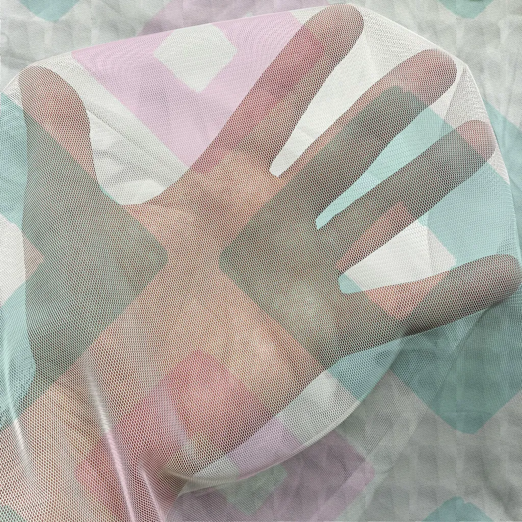 ABAKUHAUS Arazzo Eichel, stile Memphis Tropical Hipster Cerchi Foglie di Monstera Minimalista, Soggiorno Camera da letto Tessuto da parete in raso setoso, 160 cm x 274 cm, Verde mare Rosa cipria