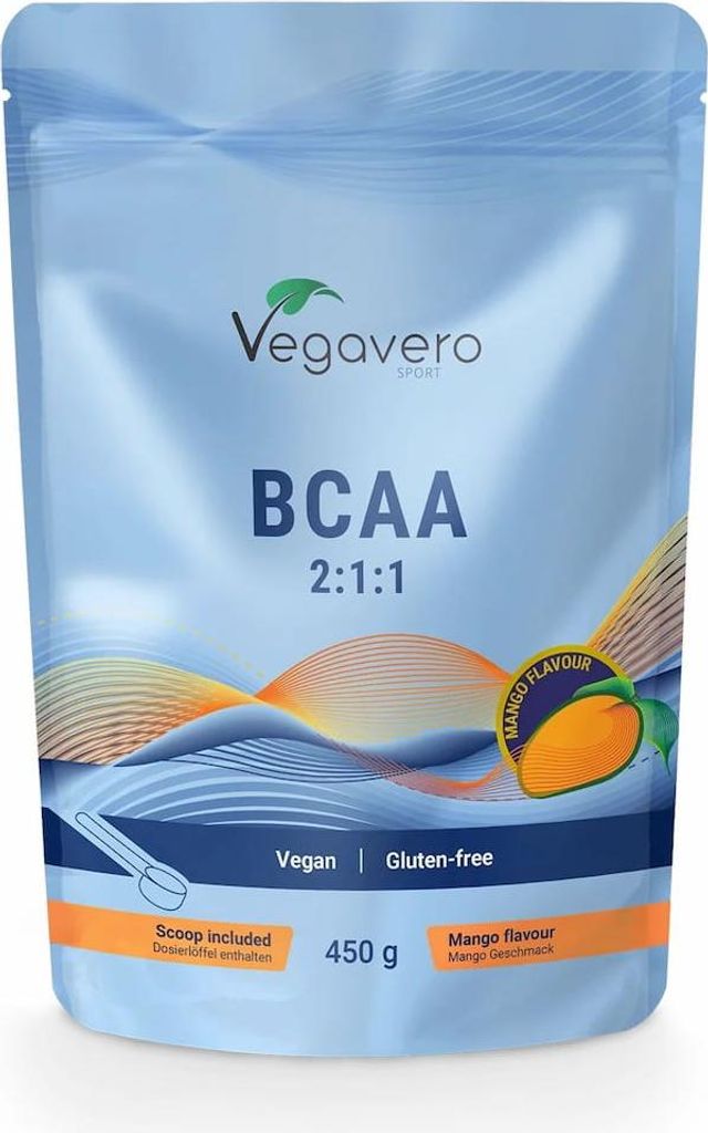 Vegavero BCAA Pulver Mango | 450 g | BCAA 2:1:1 | Vitamin B6 | vegan