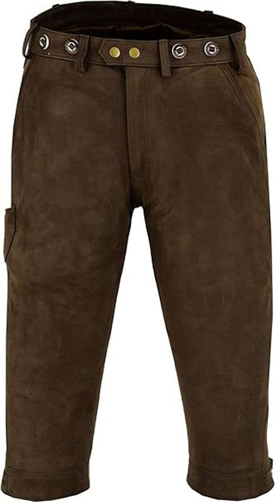 Jagd lederhose Kniebundhose Jägerhose trachten & wanderhose Nubuckleder, Größe:46/XS, Farbe:Dunkelbraun