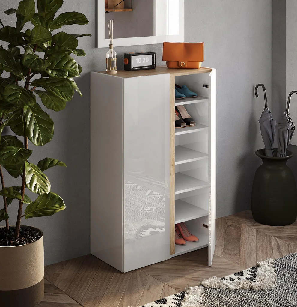 Armoire Compacte 2 Portes : Solution de Rangement Gain de Place Blanc