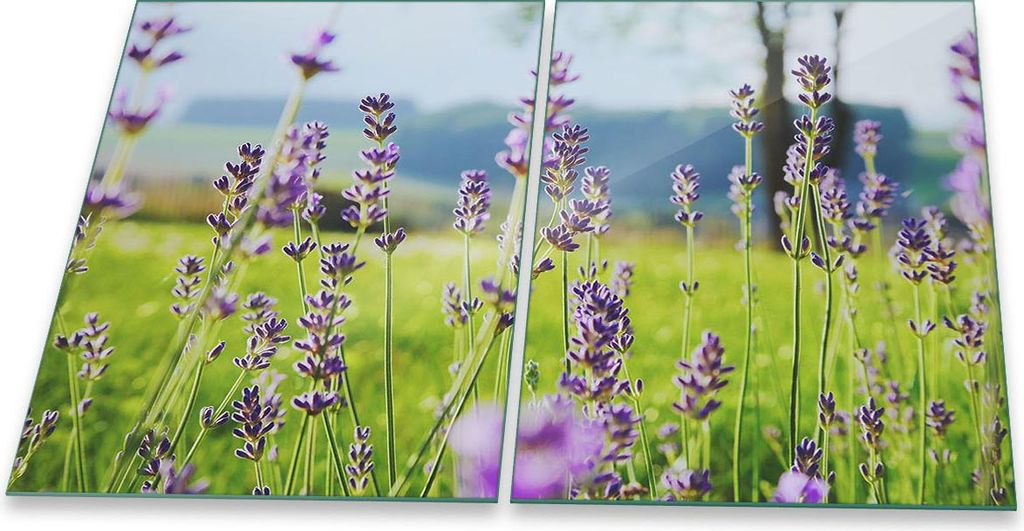 Herdabdeckplatte Glaskeramik 2-Teilig 2x40x52 Lavendel Violett Abdeckung Spritzschutz
