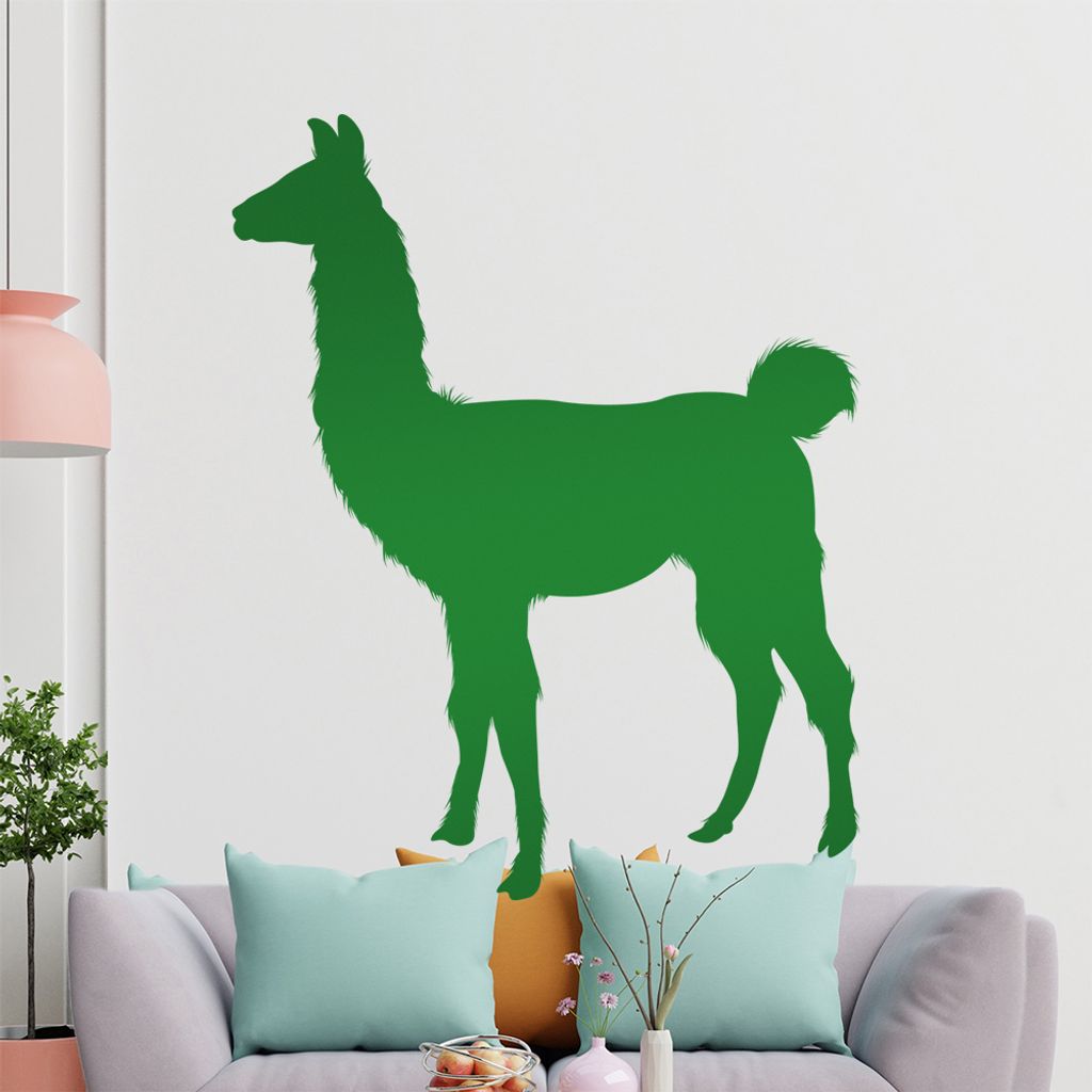 KIWISTAR Lama Silhouette - Spucken Kamel Alpaca Wandtattoo in 6 Größen - Wandaufkleber Wall Sticker - Dekoration, Küche, Wohnzimmer, Schlafzimme...