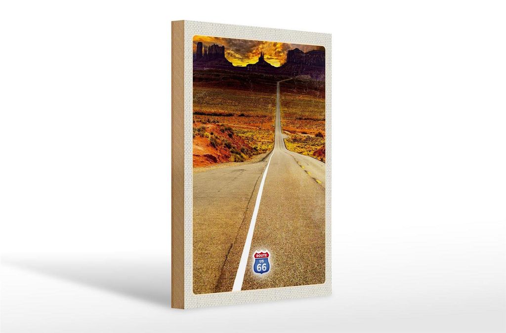 Holzschild Reise 20x30cm Amerika USA Route 66 Straße Gebirge