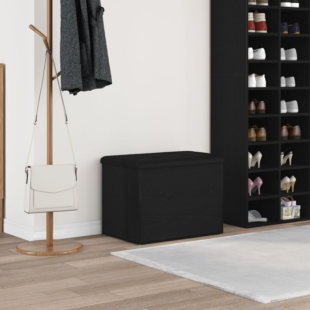 Möbel Bank mit Stauraum Schwarz Eiche 60x40x45 cm Holzwerkstoff - Sitzbänke 862983