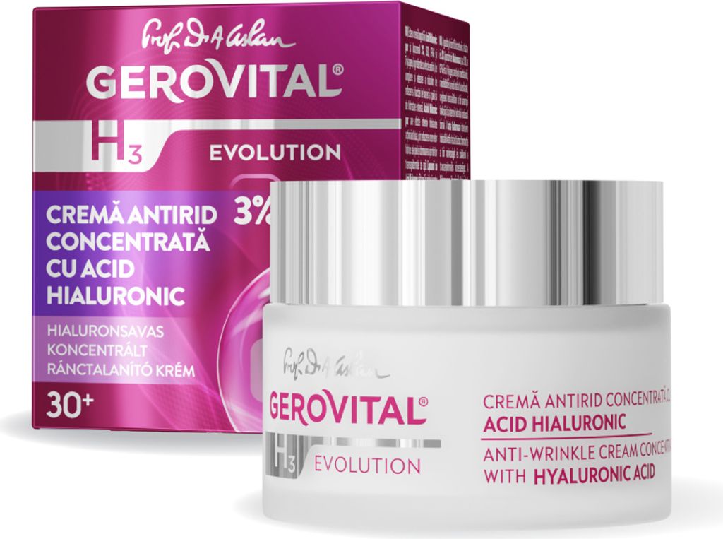 Gerovital Anti-Falten Creme mit 3% Hyaluronsäure – Intensive Feuchtigkeit, Hautglättung & Pflege, 50 ml