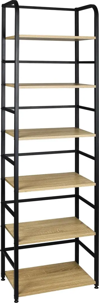 Étagère d'angle échelle à 6 niveaux chêne clair 50x30x176 cm autonome