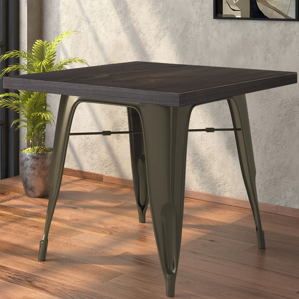 CALIFORNIA | Tolix Stil Tisch | B:T:H 60 x 60 x 78 cm | Wenge & Rost | Quadratisch | Industrie Tisch, Retrotisch, Industrial Tisch