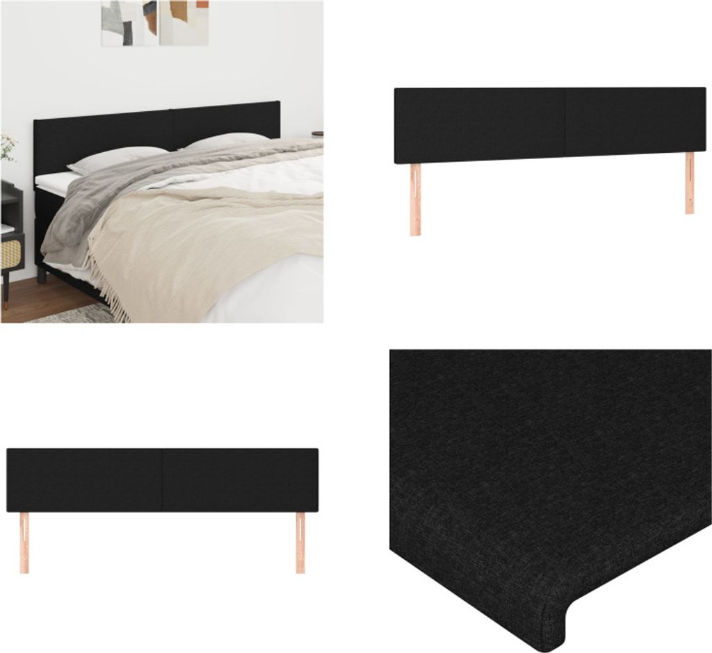 vidaXL Kopfteile 2 Stk. Schwarz 90x5x78/88 cm Stoff - Kopfteil - Kopfteile - Bett-Kopfteil - Bettkopfteil