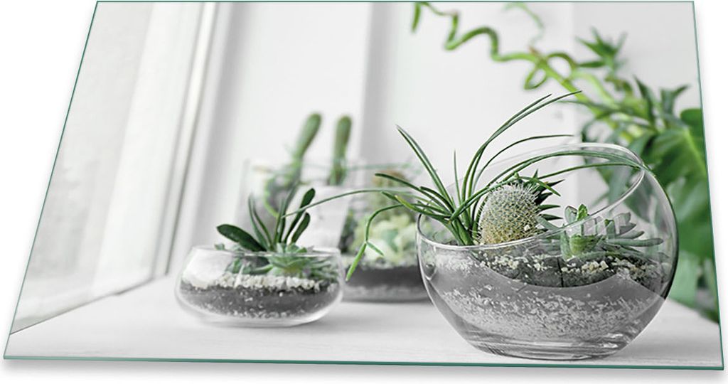 Herdabdeckplatte Glaskeramikfeld Spritzschutz Glas Universal Deko 80x52 Pflanzen Grün