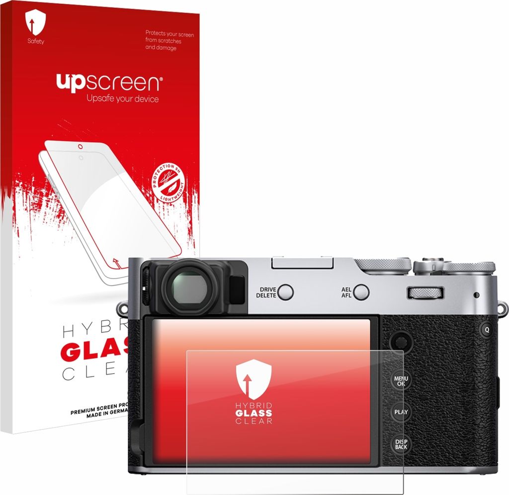 upscreen Schutzglas für Fujifilm X100V Schutzfolie Panzer Folie Glas Display Schutz klar