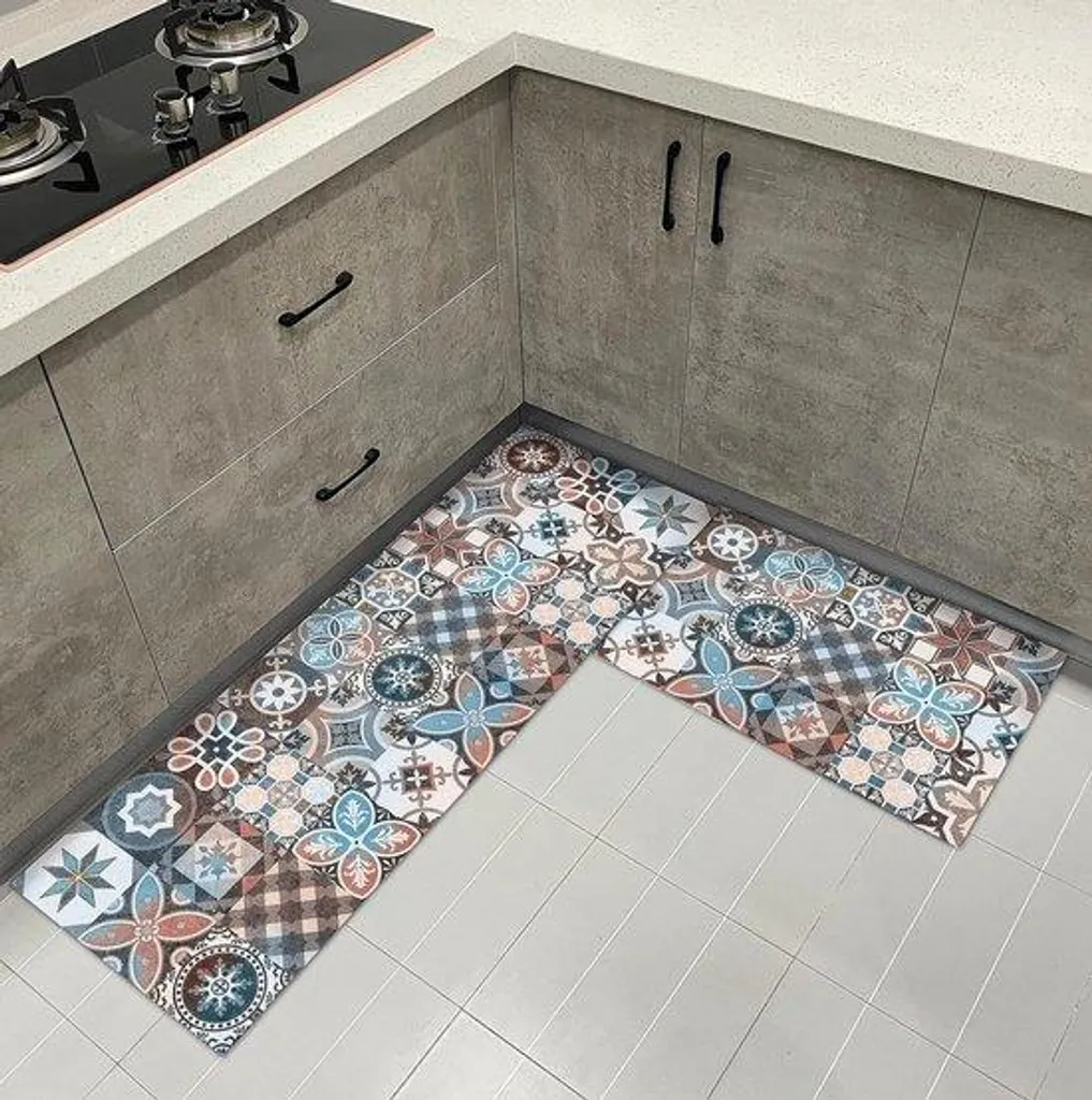 Tapis de cuisine antidérapant PVC imperméable lot de 2 dalles souples