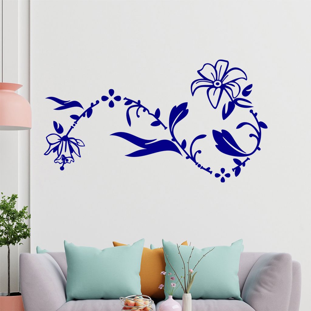Blumen -Ranken Wandtattoo in 6 Größen - Wandaufkleber Wall Sticker - Dekoration, Küche, Wohnzimmer, Schlafzimmer, Badezimmer
