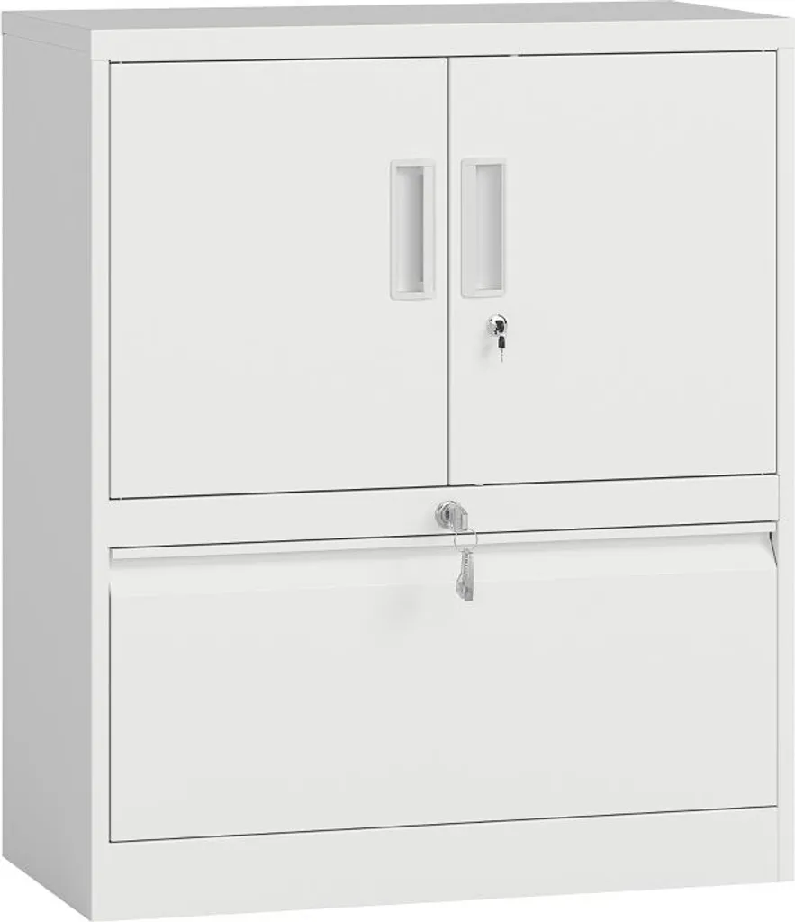 Fortuna Lai Armoire à dossiers en acier blanc verrouillable 2 portes