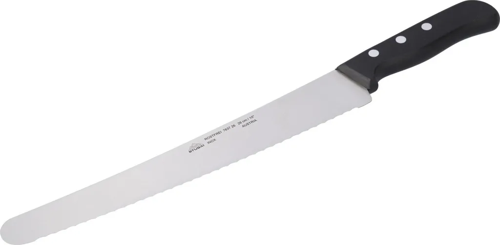 STUBAI coltello da pasticceria di alta qualità 260 mm | coltello da pasticceria con bordo seghettato in acciaio inox per tagliare senza fatica torte, pasticcini, pane e prodotti da forno, lavabile in lavastoviglie, pasticceria - 1